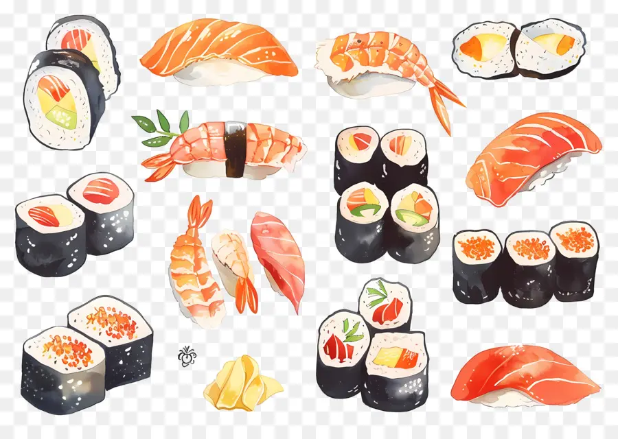 Sushi Aquarela，Sushi PNG