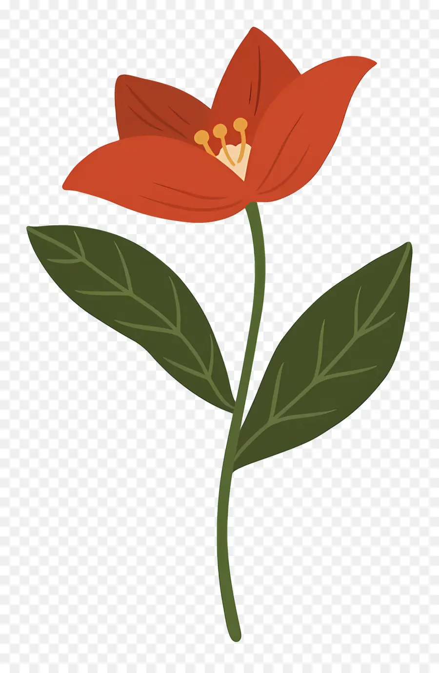 Flor única，Tulipa Vermelha PNG