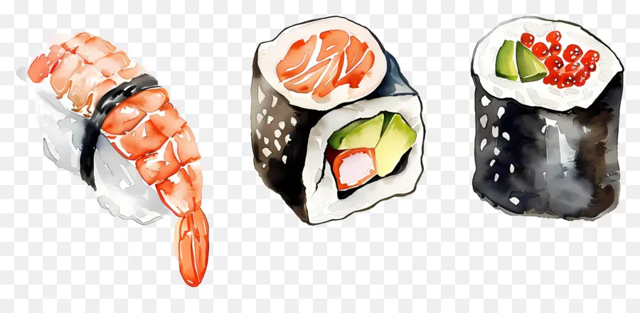 Sushi Aquarela，Rolinhos De Sushi PNG