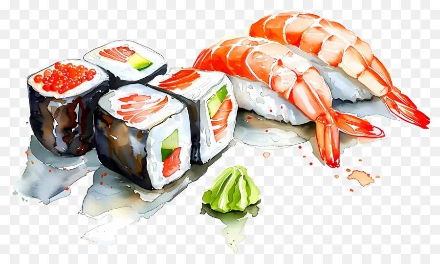 Sushi Aquarela，Sushi PNG