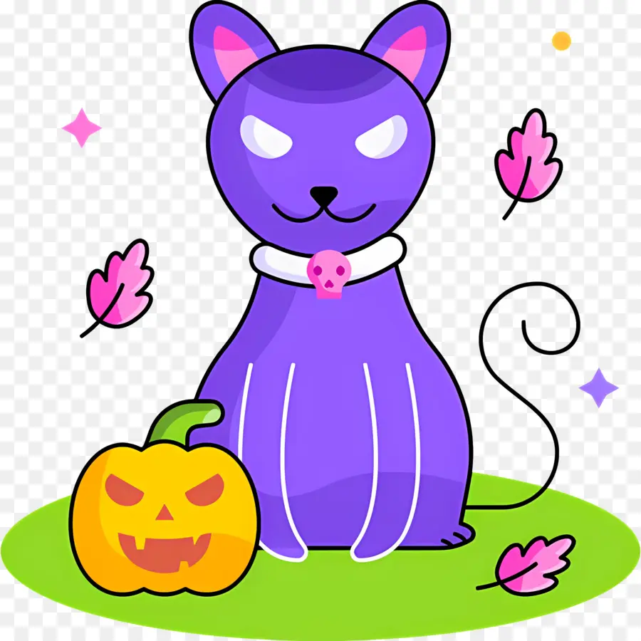 Gato Do Dia Das Bruxas，Gato Roxo PNG