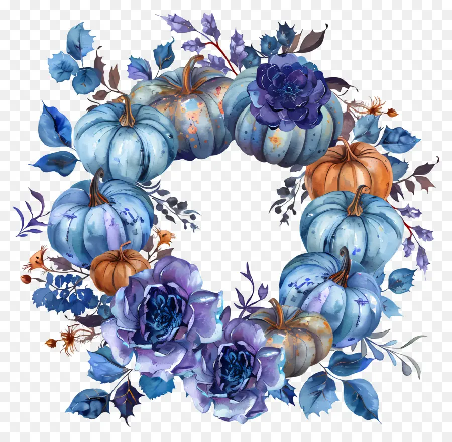 Guirlanda De Halloween，Guirlanda Floral De Abóbora PNG