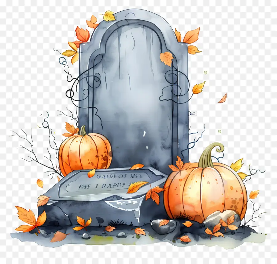 Lápide De Halloween，Túmulo De Abóbora PNG