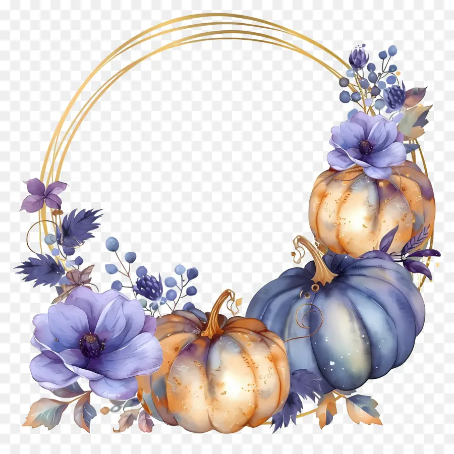 Guirlanda De Halloween，Guirlanda Floral De Abóbora PNG