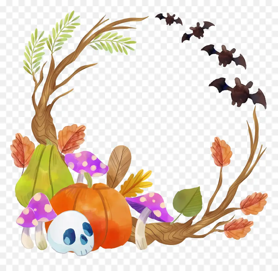 Guirlanda De Halloween，Coroa De Outono PNG