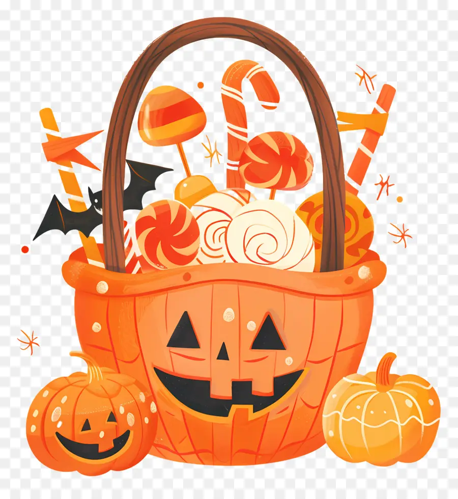 Balde De Doces De Halloween，Abóbora Com Doces PNG