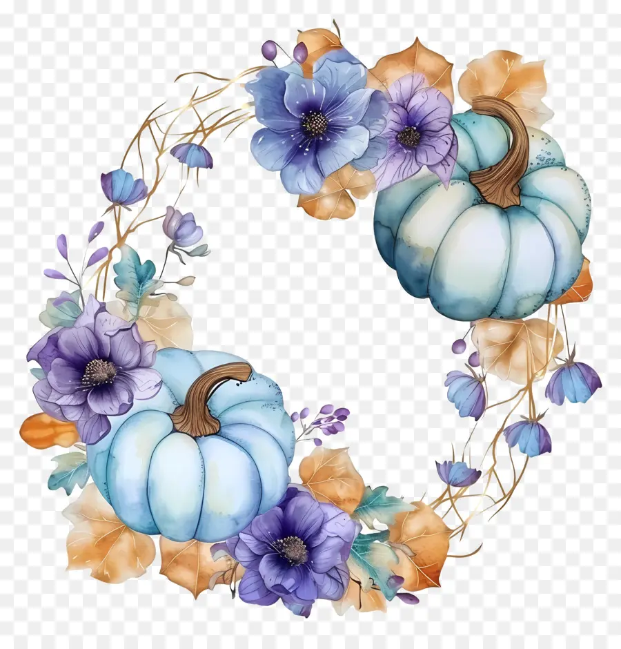 Guirlanda De Halloween，Guirlanda Floral De Abóbora PNG