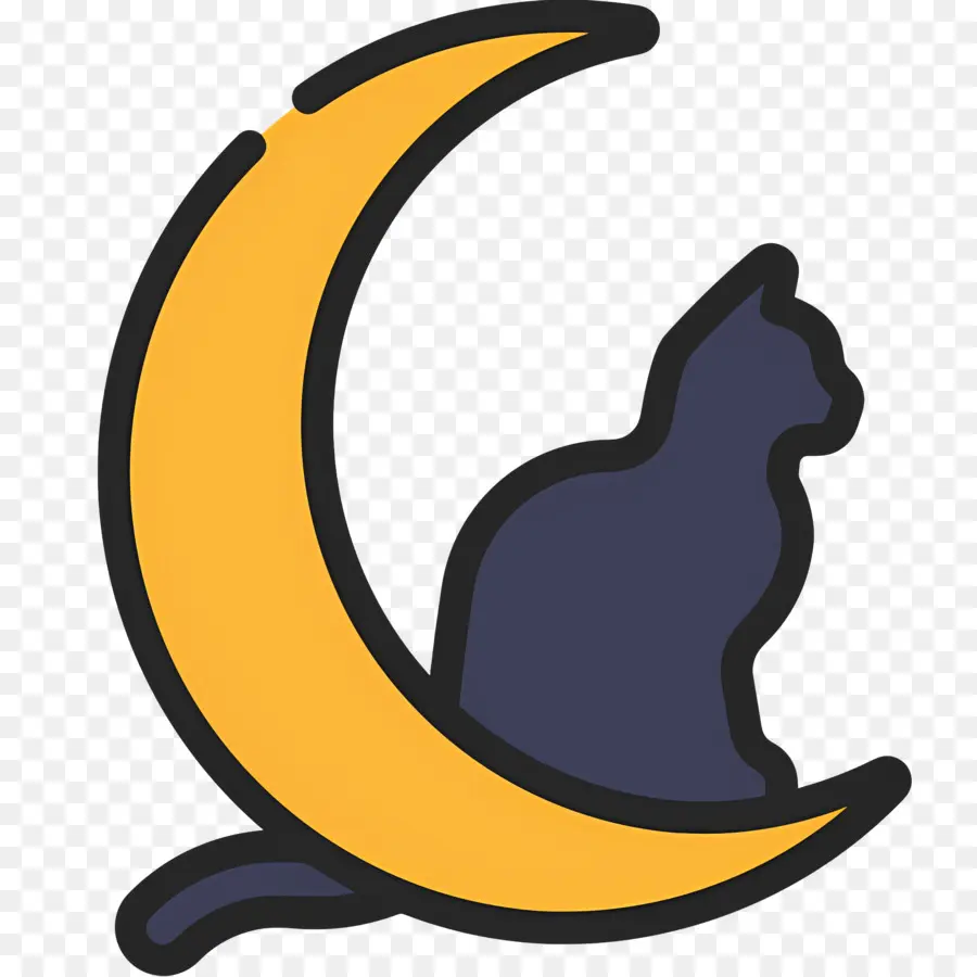 Gato Do Dia Das Bruxas，Gato Na Lua Crescente PNG