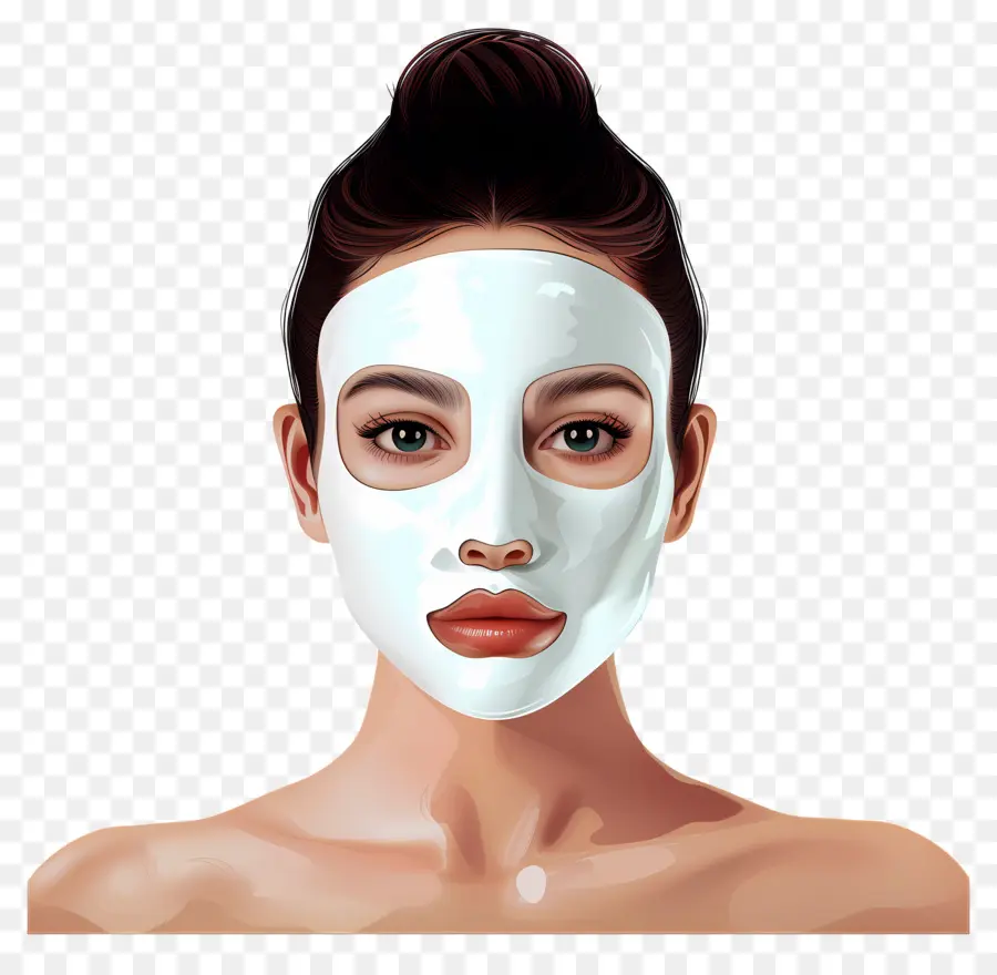 Linda Mulher，Mulher Com Máscara Facial Branca PNG