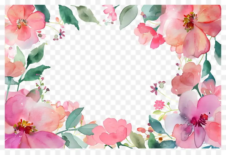 Fundo Floral，Moldura Floral Colorida PNG