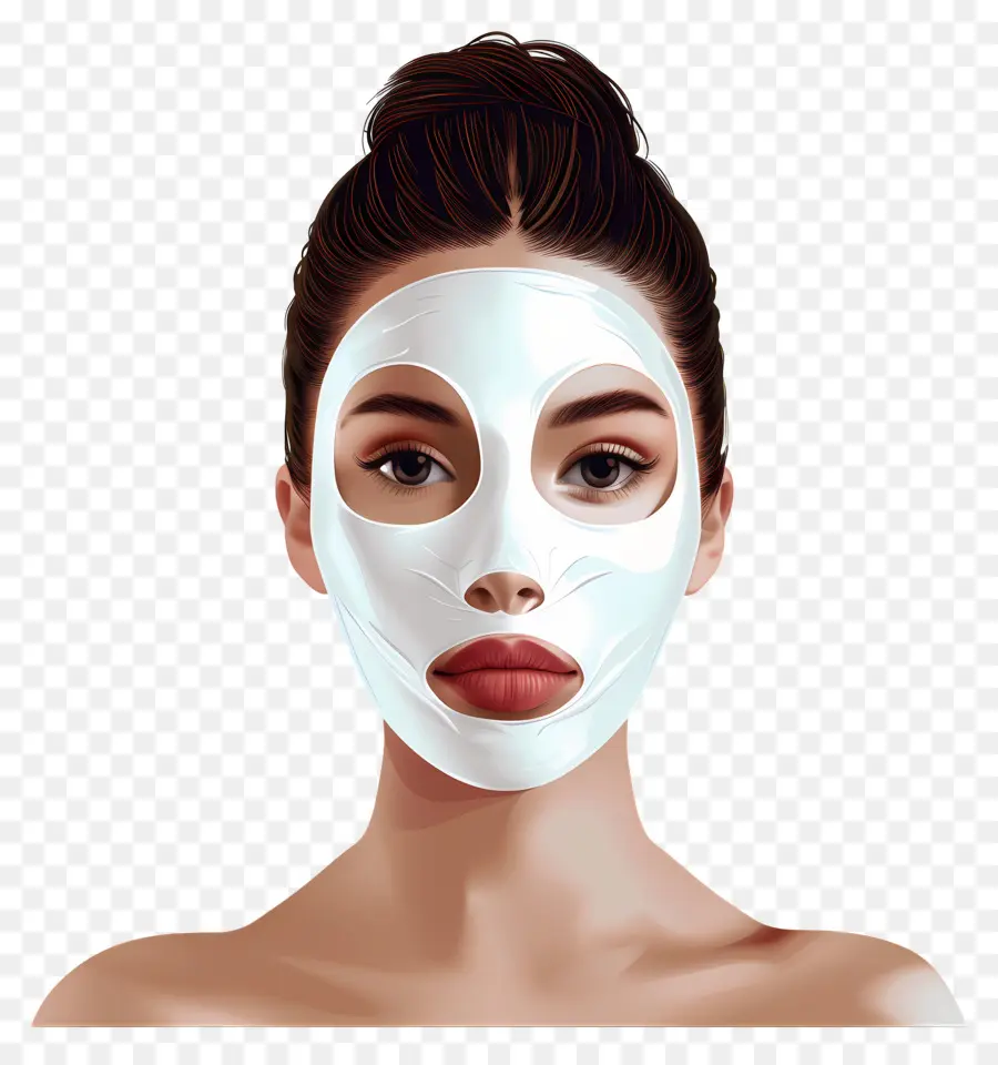 Linda Mulher，Mulher Com Máscara Facial Branca PNG