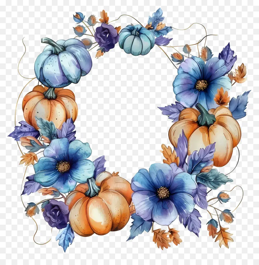 Guirlanda De Halloween，Guirlanda Floral De Abóbora PNG