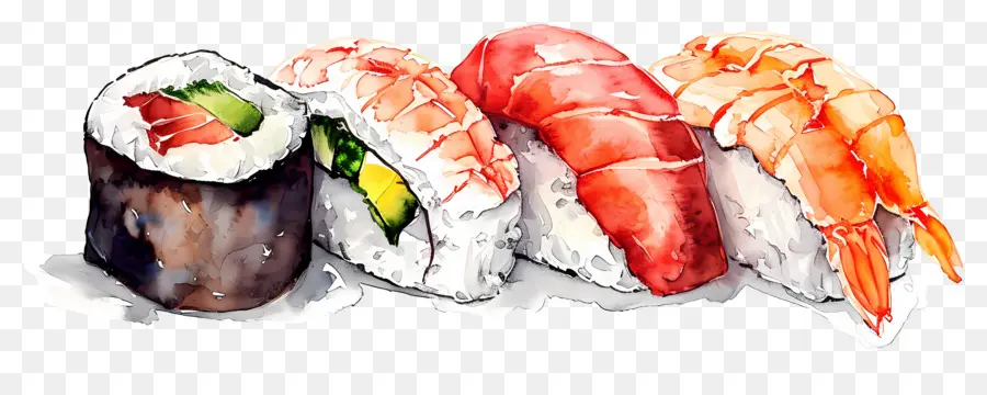 Sushi Aquarela，Sushi PNG