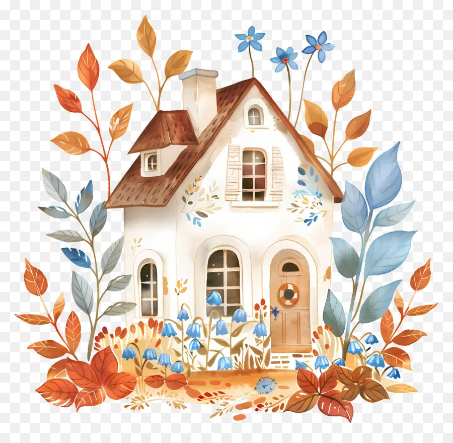 Casa De Outono，Casa Fofa De Doodle PNG