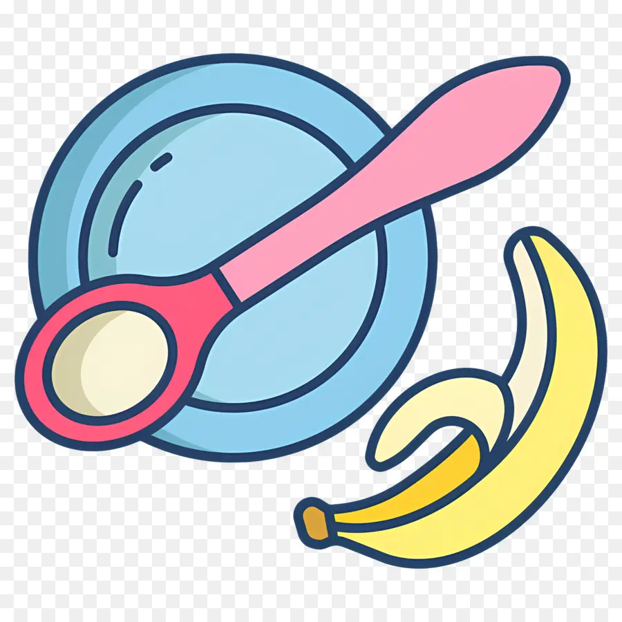 Comida Para Bebê，Banana E Colher PNG