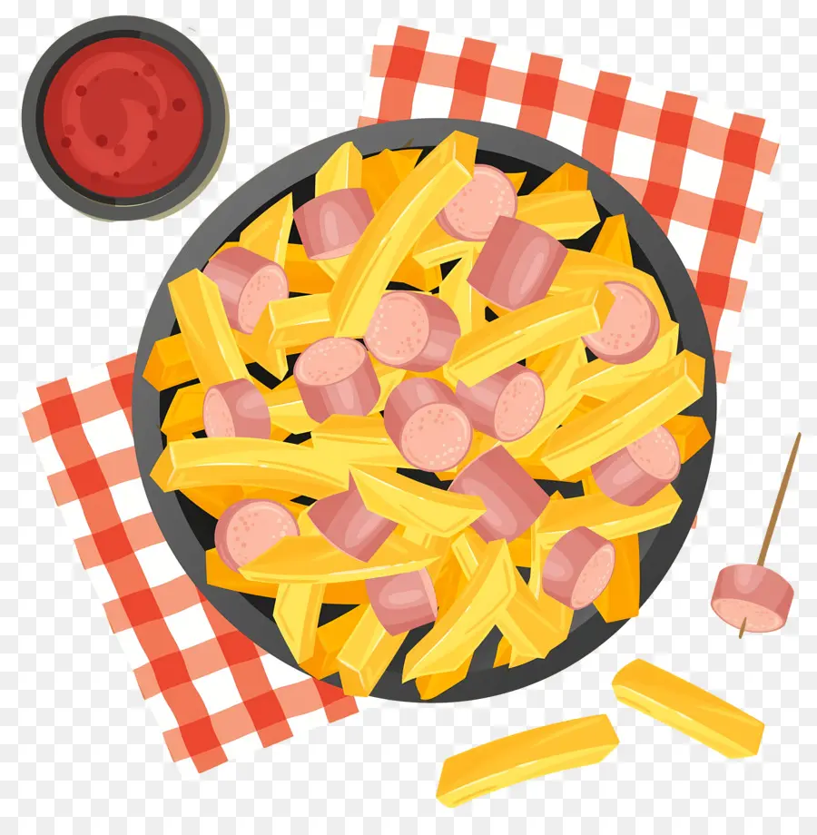 Salchipapa，Batatas Fritas E Salsichas PNG