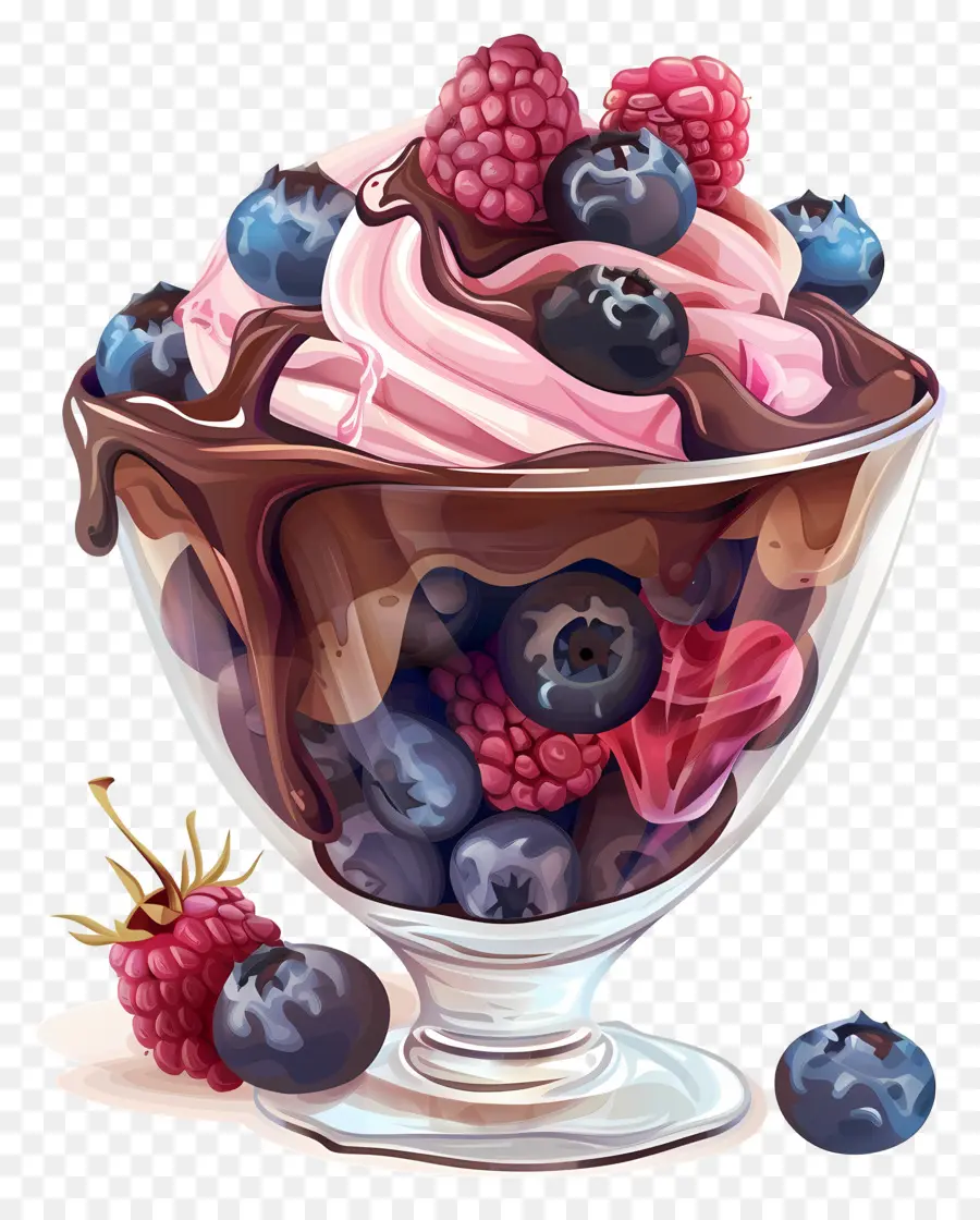 Sundae De Sorvete，Sundae De Frutas Vermelhas PNG