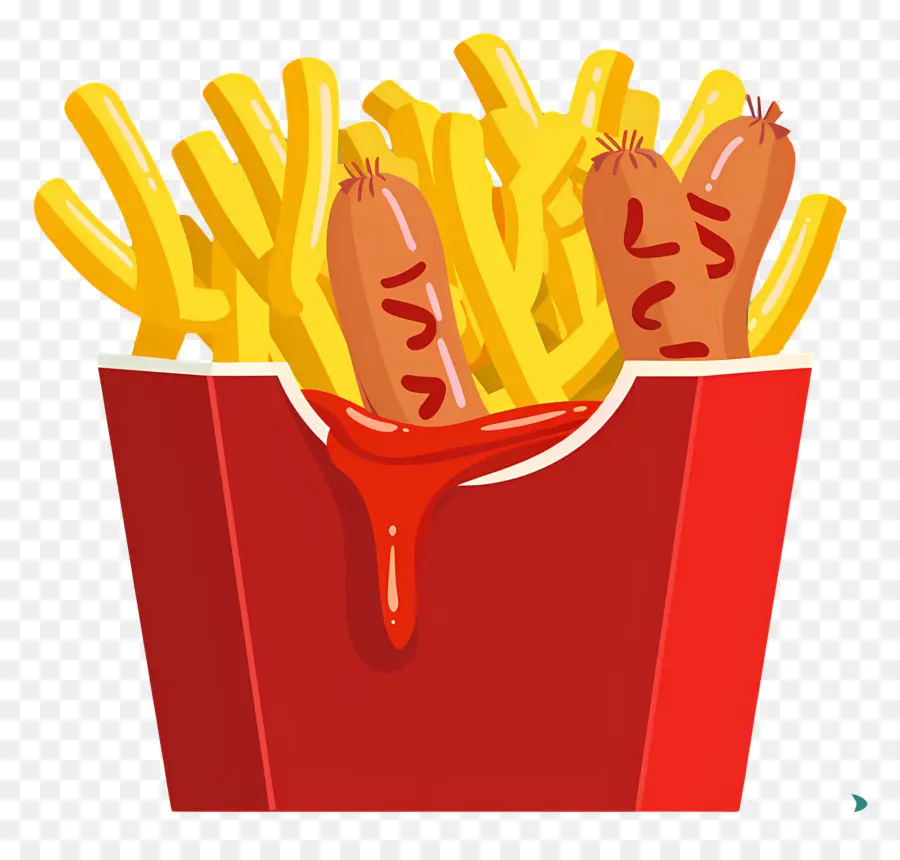 Salchipapa，Batatas Fritas E Salsichas PNG