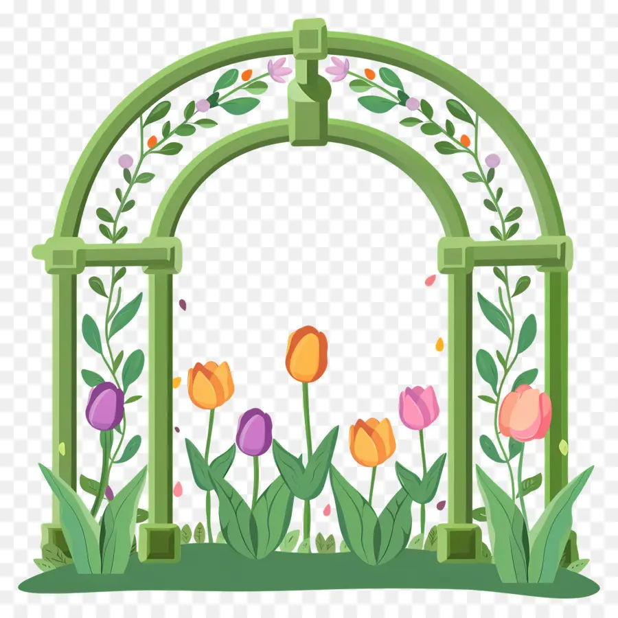 Arco De Flores，Arco Verde Com Tulipas PNG