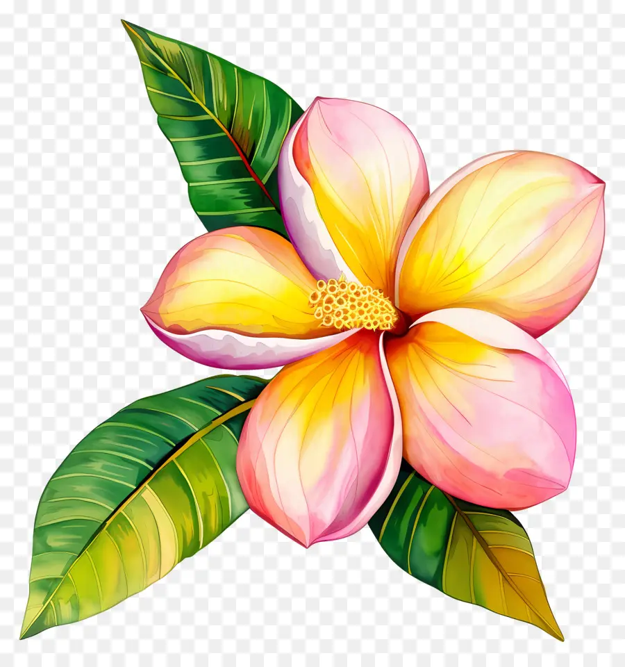 Flor De Pluméria，Folhas PNG