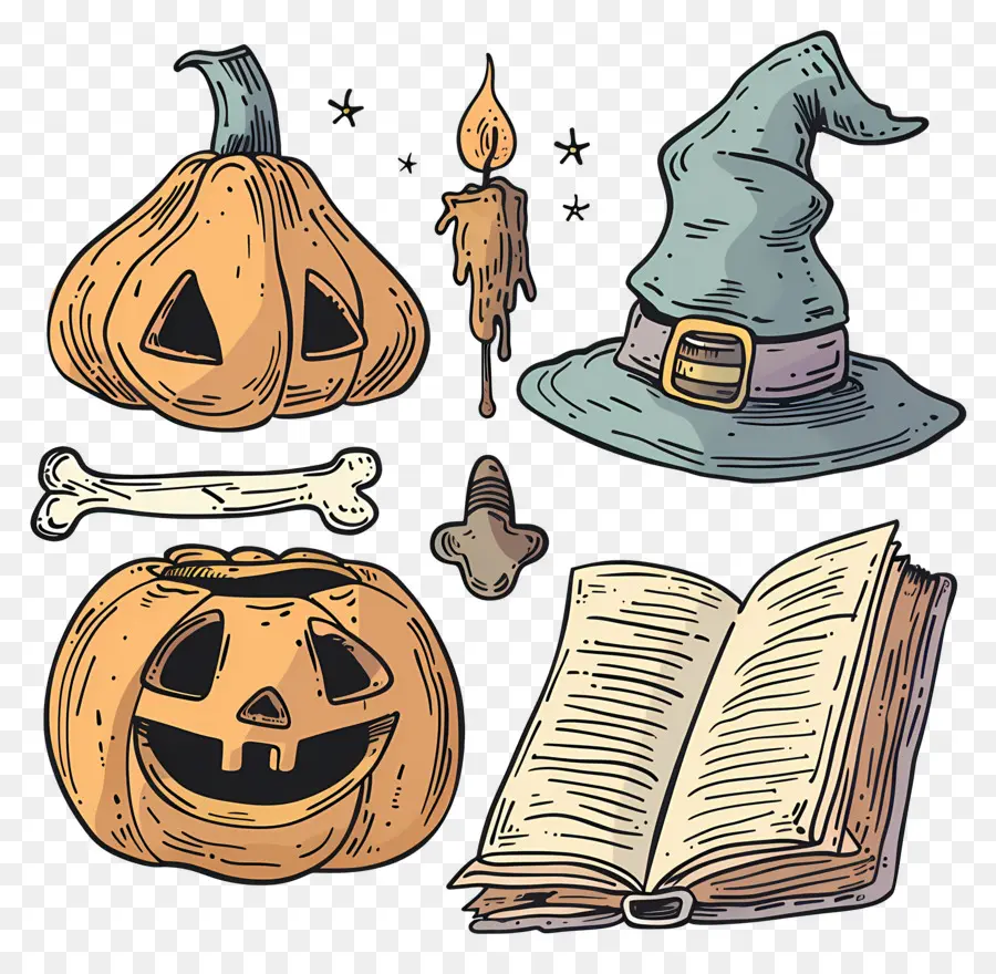 Fundo De Halloween，Objetos De Halloween PNG