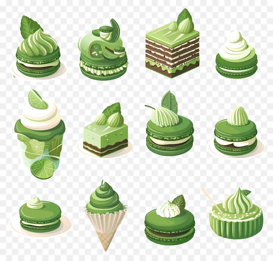 Sobremesas Matchá，Pastelaria Verde PNG