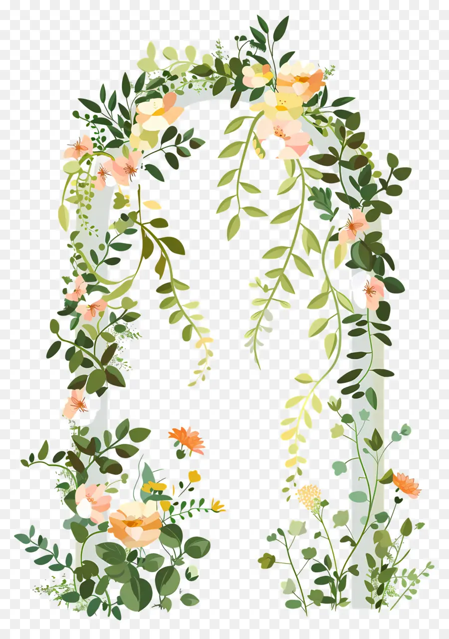 Arco De Flores，Arco Floral Com Flores Pastel PNG