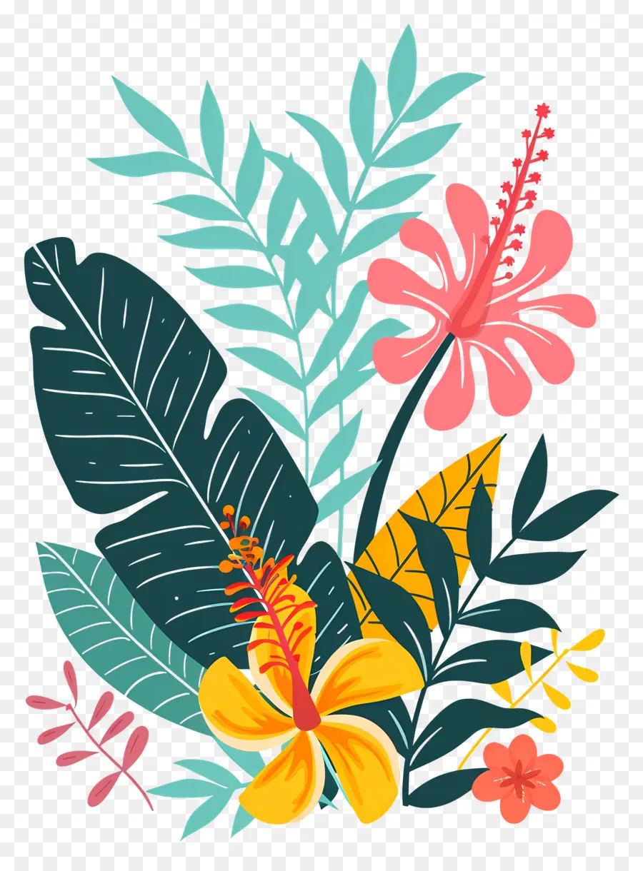 Flores Tropicais，Design Floral Tropical PNG