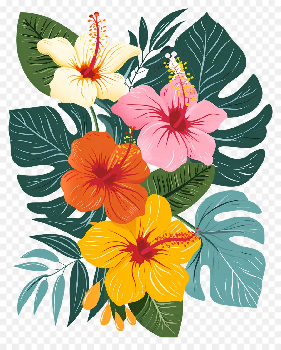 Flores Tropicais，Design Floral Tropical PNG