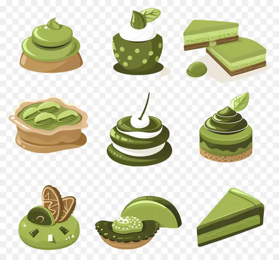 Sobremesa Matchá，Pastelaria Verde PNG