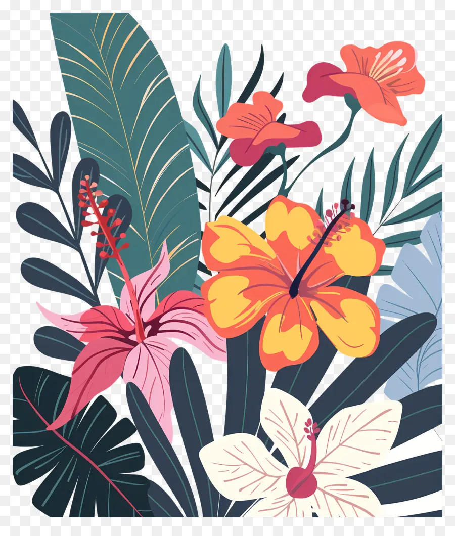 Flores Tropicais，Design Floral Tropical PNG