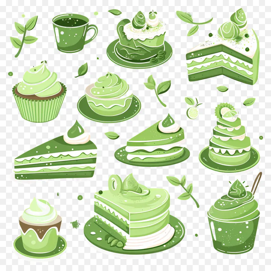 Sobremesas Matchá，Doces Verdes PNG