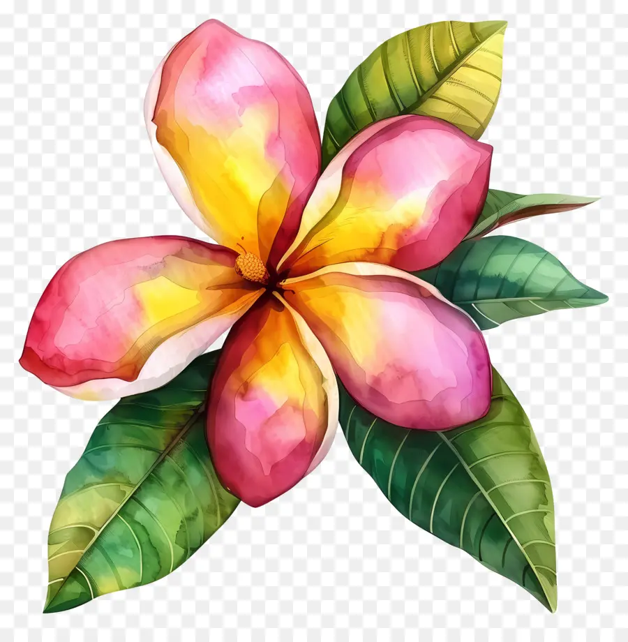 Flor De Pluméria，Folhas PNG