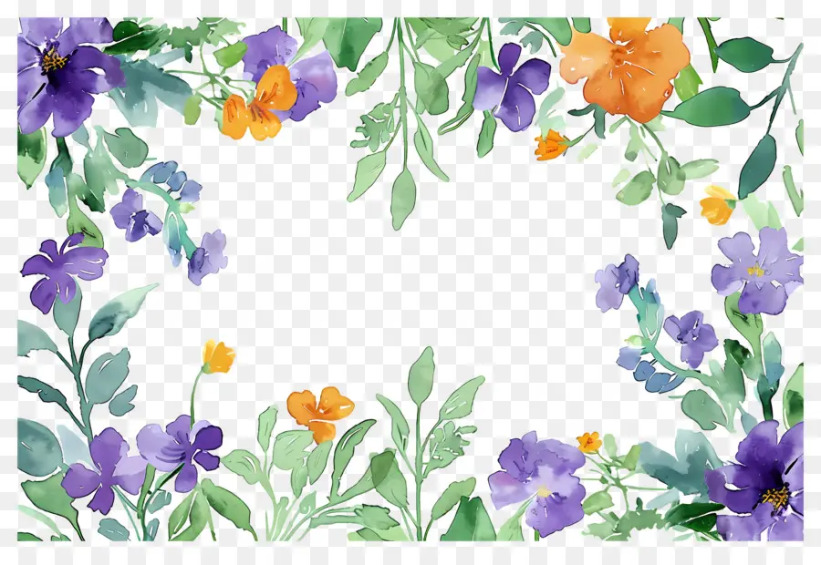 Moldura Floral，Moldura Floral Colorida PNG