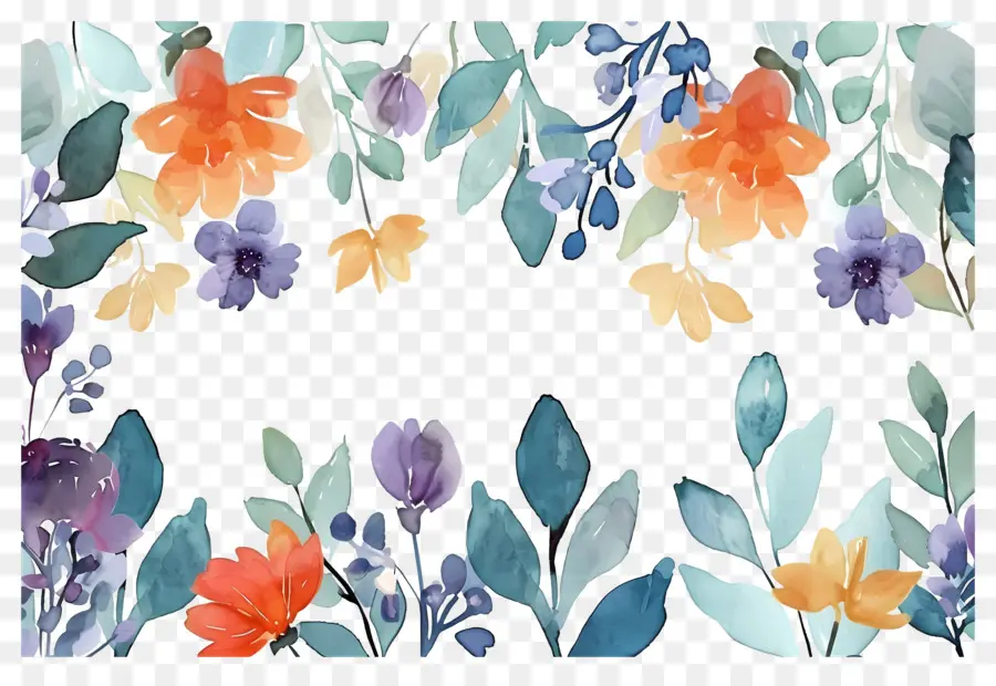 Moldura Floral，Padrão Floral Colorido PNG