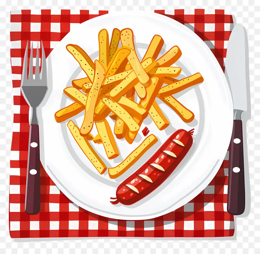 Salchipapa，Batatas Fritas E Salsicha PNG