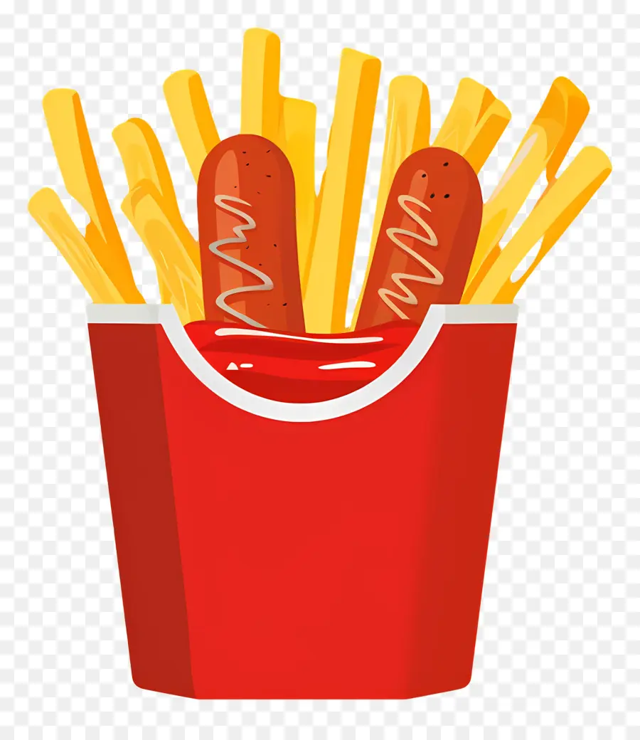 Salchipapa，Batatas Fritas E Salsichas PNG