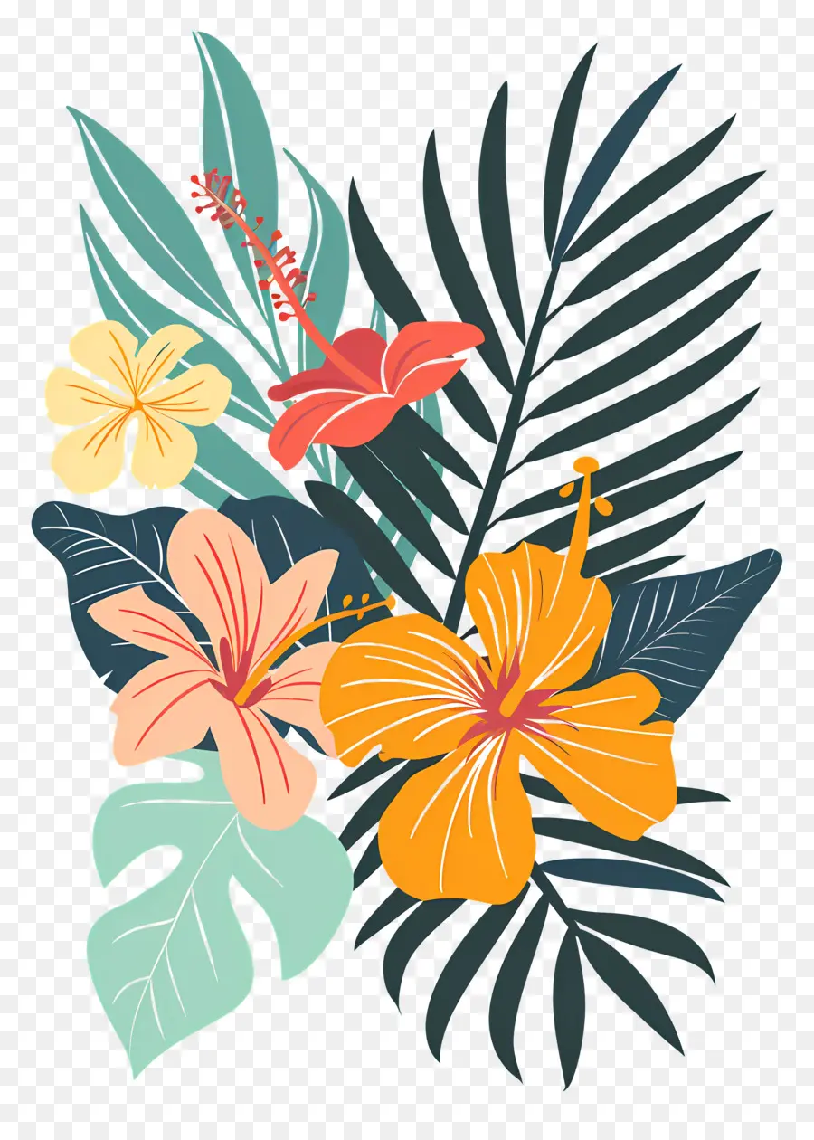 Flores Tropicais，Design Floral Tropical PNG