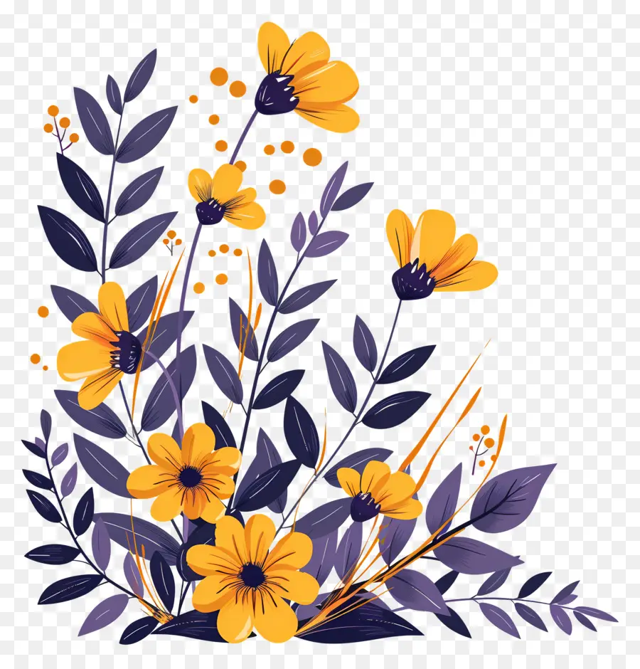 Canto Das Flores，Arranjo Floral Roxo E Amarelo PNG