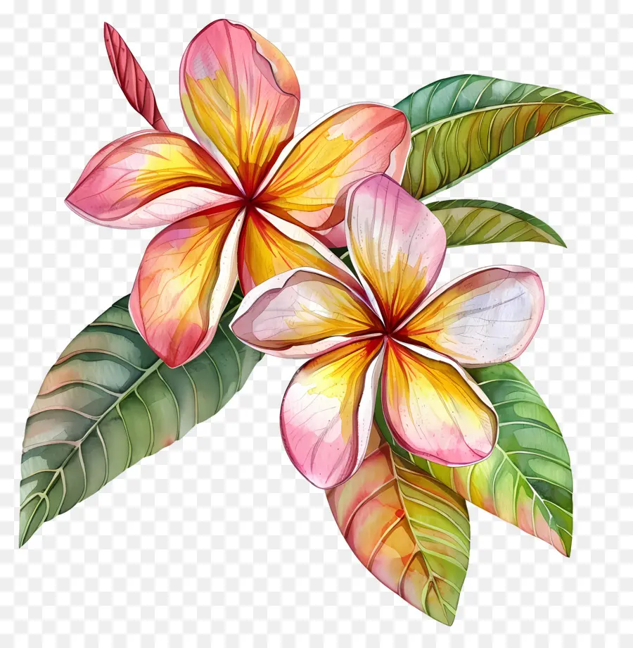 Flor De Pluméria，Folhas PNG