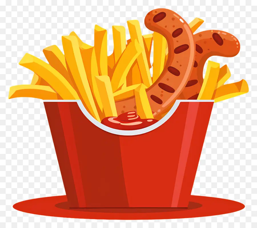 Salchipapa，Batatas Fritas E Salsicha PNG