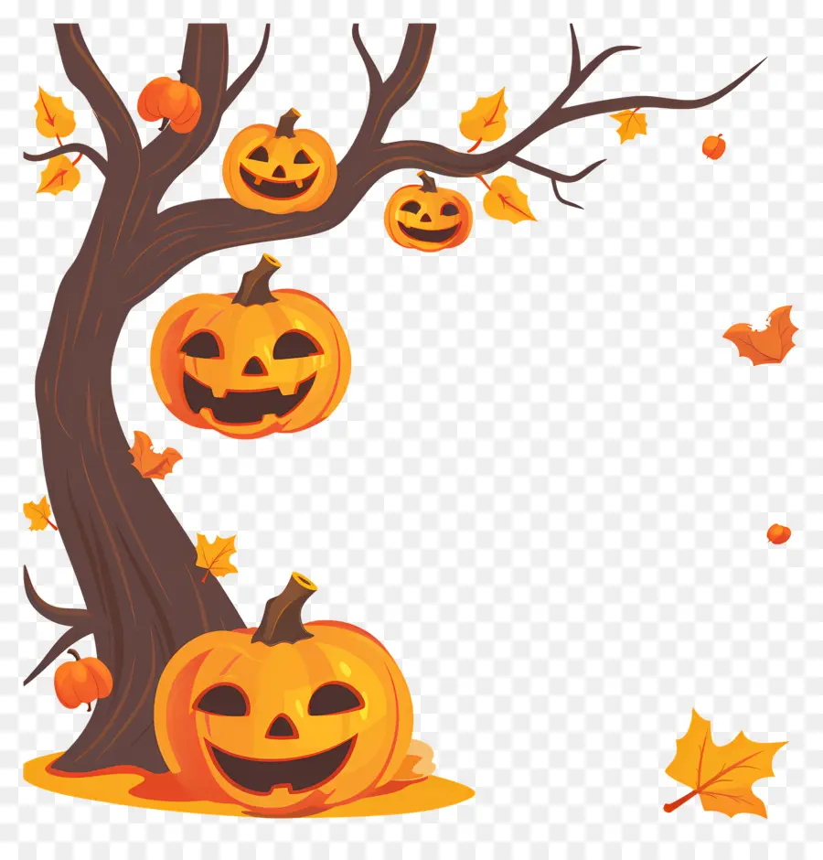 Árvore De Halloween，Abóboras De Halloween PNG