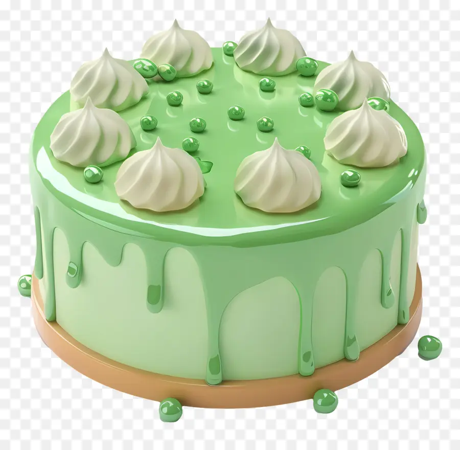 Bolo 3d，Bolo De Gotejamento Verde PNG