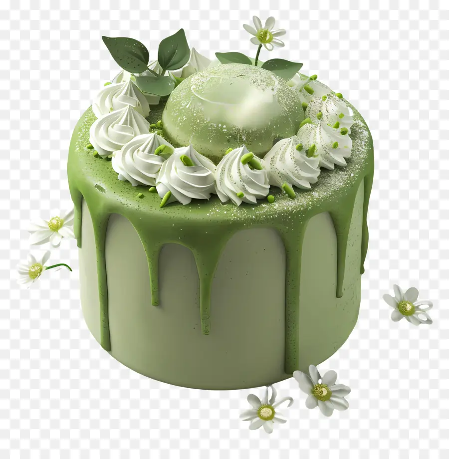 Bolo 3d，Bolo De Gotejamento Verde PNG