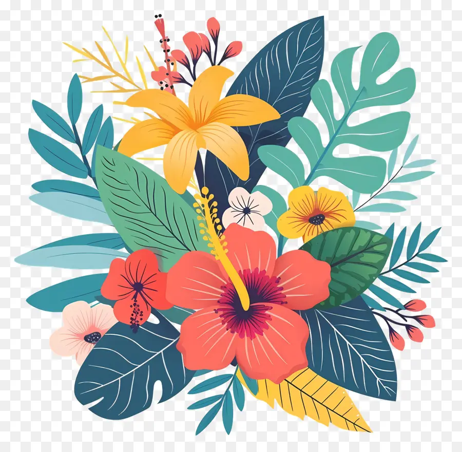 Flores Tropicais，Design Floral Tropical PNG