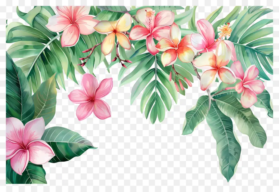 Flores Em Aquarela，Flores Tropicais PNG