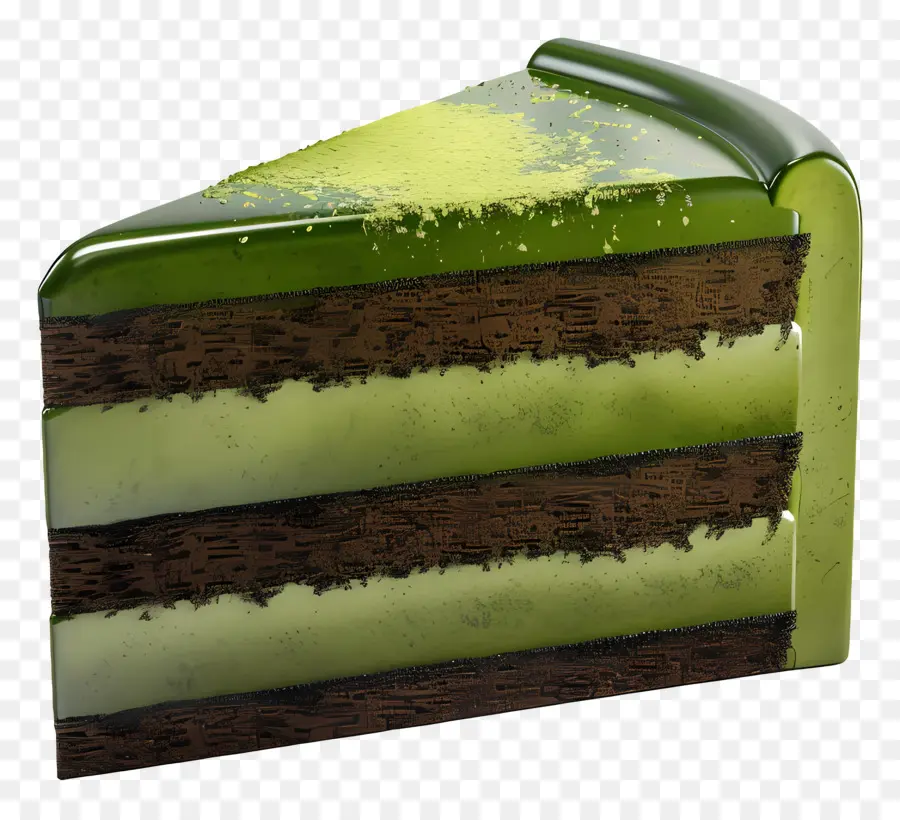 Bolo 3d，Fatia De Bolo De Camada De Chocolate Verde PNG