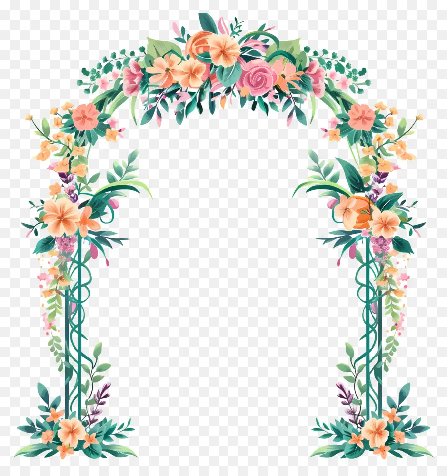 Arco De Casamento，Arco Floral Com Rosas Cor De Rosa PNG