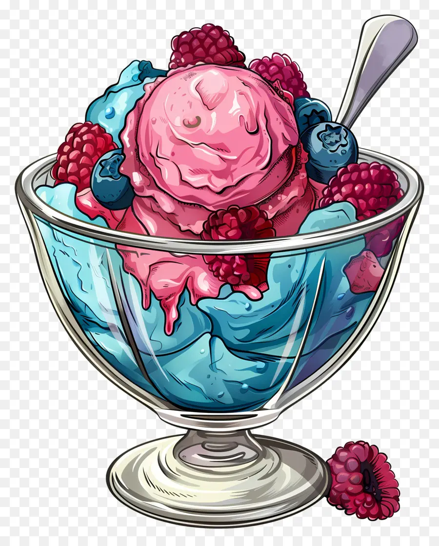 Sundae De Sorvete，Sorvete De Frutas Vermelhas PNG