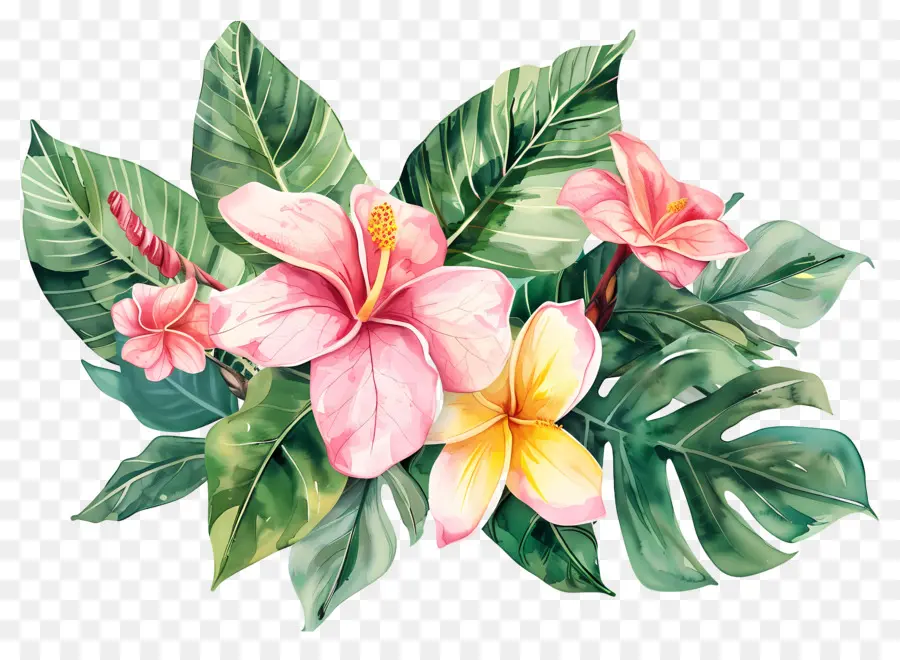 Flores Em Aquarela，Flores Tropicais PNG